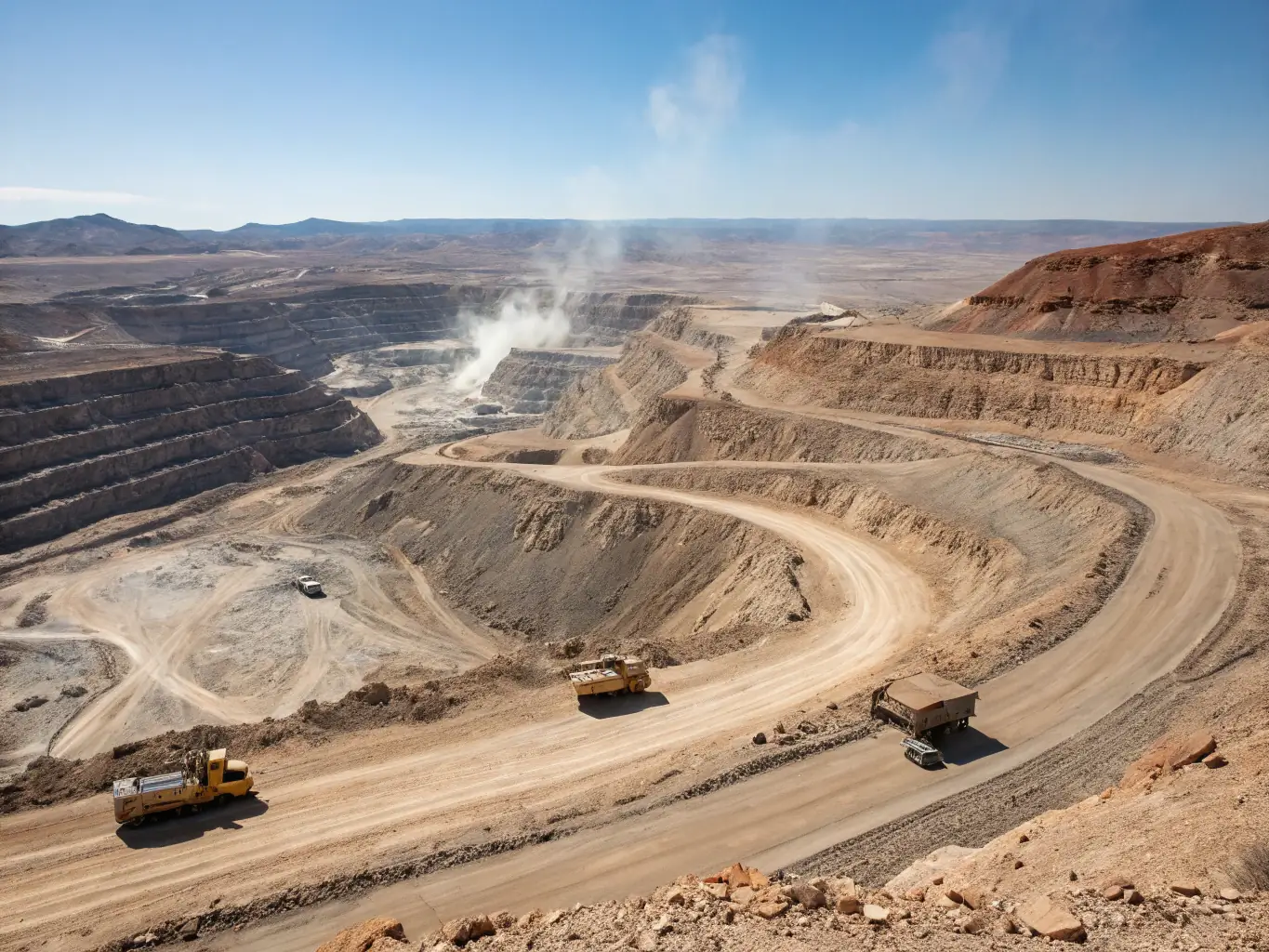 A vast, open-pit mine in Canada, illustrating sustainable natural resource exploration and extraction, reflecting Infiniti Keystone Capital's commitment to responsible resource management.